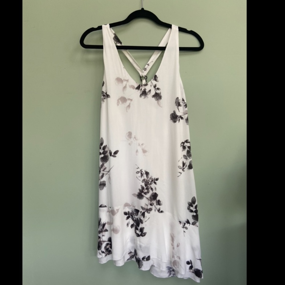 White racer back dress with floral print